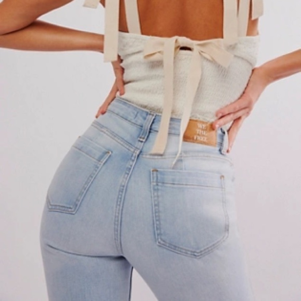 Free People CRVY High-Rise Vintage Straight Jeans in Wake Up Call